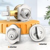 image:imageProbrico1 Pack Combo Packs Single Cylinder Deadbolts Satin Nickel Keyed Different Exterior Lockset Handleset for Entrance Door and Front Gate AntiTheft Keyway Key Hardware 3 Keys