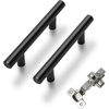 image:imageProbrico 1 Pair Clip On Full Overlay Frameless Hinges amp 25 Pack 3 inch Hole Center Black Cabinet Pulls Furniture Cabinet Door Concealed Hinges Drawer Pulls Euro T Bar Handles