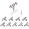 image:imageProbrico 10 Pack 2 Inch Stainless Steel Euro Style Round T Bar Cabinet Knobs Single Hole Cabinet Handles Modern Cabinet Hardware Dresser Handles Silver Cabinet Pulls10