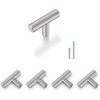 image:imageProbrico 10 Pack 2 Inch Stainless Steel Euro Style Round T Bar Cabinet Knobs Single Hole Cabinet Handles Modern Cabinet Hardware Dresser Handles Silver Cabinet Pulls5