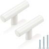 image:imageProbrico 20 Pack White Cabinet Knobs 2 Overall Length Single Hole Kitchen Bathroom Cabinet Handles Euro T Bar Knobs Modern Cabinet Hardware Cupboard Drawer Closet Handle Pulls