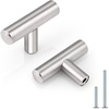image:imageProbrico 50 Pack Euro Bar Cabinet Knobs Satin Nickel Kitchen Cabinet Knobs Stainless Steel Furniture Cabinet Hardware Drawer Dresser Handles Pulls2 inch Overall Length