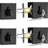 image:imageProbrico Black Single Cylinder DeadboltKeyed One SideResidential Security Square Door Lock for Interior and ExteriorAll Keyed Alike2Pack
