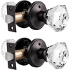 image:imageProbrico Diamond Crystal Door Knobs with Lock Heavy Duty Glass Privacy Knobs for Bed and Bath Oil Rubbed Bronze Round Rosette 2 Pack