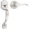 image:imageProbrico Oil Rubbed Bronze Front Door Handle Entry Door Handleset Exterior Door Handle with Wave Lever Keyless Door Handles Entrance Door Handle with Reversible Handed Lever1PackSatin Nickel