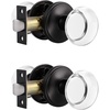 image:imageProbrico Round Crystal Passage Door Knobs for Hallway Closet Interior Keyless NonLocking Hardware Clear Real Glass Door Handles with Black Round Rosette 2 Pack