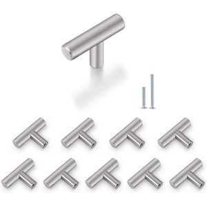 image:imageProbrico 10 Pack 2 Inch Stainless Steel Euro Style Round T Bar Cabinet Knobs Single Hole Cabinet Handles Modern Cabinet Hardware Dresser Handles Silver Cabinet Pulls10