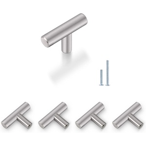 image:imageProbrico 10 Pack 2 Inch Stainless Steel Euro Style Round T Bar Cabinet Knobs Single Hole Cabinet Handles Modern Cabinet Hardware Dresser Handles Silver Cabinet Pulls5