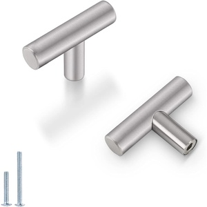 image:imageProbrico 10 Pack 2 Inch Stainless Steel Euro Style Round T Bar Cabinet Knobs Single Hole Cabinet Handles Modern Cabinet Hardware Dresser Handles Silver Cabinet Pulls100