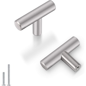 image:imageProbrico 10 Pack 2 Inch Stainless Steel Euro Style Round T Bar Cabinet Knobs Single Hole Cabinet Handles Modern Cabinet Hardware Dresser Handles Silver Cabinet Pulls30