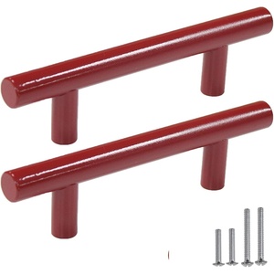 image:imageProbrico 10 Pack Cabinet Pulls Red Drawer Handles 3 Inch 76mm Hole Centers Modern Kitchen Cupboard T Bar Hardware Stainless Steel