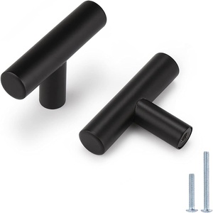 image:imageProbrico 15 Pack Flat Black Kitchen Cabinet Knobs 2 Inch Stainless Steel Single Hole Cabinet Pulls for Drawer Closet Dresser