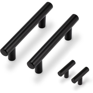image:imageProbrico 15 Pack Flat Black Single Hole Cabinet Knobs 2 Drawer Handle Pulls amp 30 Pack  3 Hole Center Cabinet Pulls Black Stainless Steel Kitchen Drawer Pulls Cabinet Pulls 5 inch Overall Length