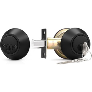image:imageProbrico 2 Pack Black Double Cylinder Deadbolt Lock Round Keyed Both Side Door LockKeyed AlikeBlack