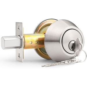 image:imageProbrico 2 Pack Black Double Cylinder Deadbolt Lock Round Keyed Both Side Door LockKeyed AlikeBrushed Nickel