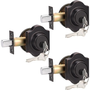 image:imageProbrico 3 Pack Single Cylinder Deadbolts BlackKeyed Different Exterior Lockset Handleset for Entrance Door and Front Gate AntiTheft Keyway Key Hardware 3 KeysOil Rubbed Bronze