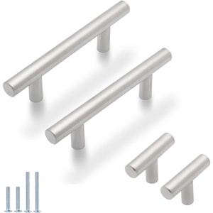 image:imageProbrico 30 Pack 3 Inch Euro T Bar Cabinet Pulls and 10 Pack Single Hole Cabinet Knobs Bundle Stainless Steel Kitchen Cabinet Handles Satin Nickel Drawer Pulls Knobs