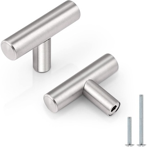 image:imageProbrico 50 Pack Euro Bar Cabinet Knobs Satin Nickel Kitchen Cabinet Knobs Stainless Steel Furniture Cabinet Hardware Drawer Dresser Handles Pulls2 inch Overall Length