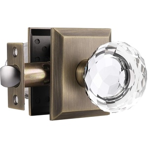 image:imageProbrico Antique Bronze Door Knob Set Keyless Interior Door Knobs with Round Diamond Shape Crystal Glass Heavy Duty Passage Door Knobs for Closet and Hall Doors 1 Pack