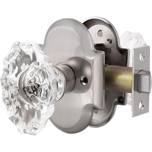 image:imageProbrico Arched Rosette Oval Shape Interior Door Handle Heavy Duty Crystal Passage Door Knobs for Hallway and Closet Keyless NonLocking Passage Door Handle in Brushed Nickel Finish1Pack