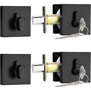 image:imageProbrico Black Single Cylinder DeadboltKeyed One SideResidential Security Square Door Lock for Interior and ExteriorAll Keyed Alike2Pack