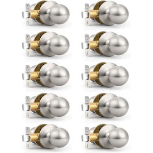 image:imageProbrico Closet Door Knob Brushed Nickel Passage Door Knob Without Key Interior Door Knob NoLocking Door Knob for Hallway 10 PackBrushed Nickel