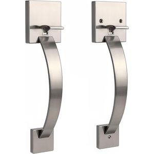 image:imageProbrico Double Sided Oil Rubbed Bronze Front Door HandleExteriorInterior Keyless Square Front Door HandlesetEntry Handleset with No Lock1PackSatin Nickel