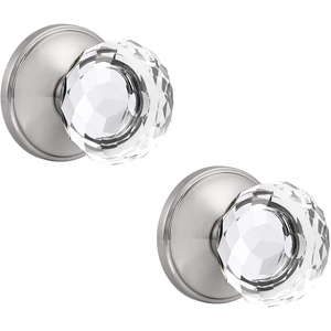 image:imageProbrico Dummy Door Knobs Interior 2 Pack Crystal Door Knobs for HallwayCloset Heavy Duty NonTurning Glass Door Knob with Brushed Nickel Round Rosette