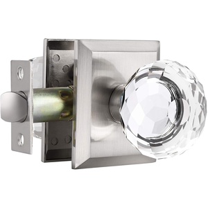 image:imageProbrico Glass Door Knob Interior Crystal Closet Door Knobs with Square Brushed Nickel Plate Heavy Duty Passage Door Knobs for Closet and Hall Doors 1 Pack