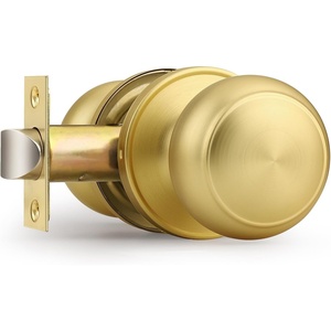 image:imageProbrico Interior Door Knob for Hallway Black Door Knobs Closet Door Knob Passage Door Knob with Round Ball Knob 6 PackBrushed Brass