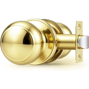 image:imageProbrico Interior Door Knob for Hallway Black Door Knobs Closet Door Knob Passage Door Knob with Round Ball Knob 6 PackPolished Brass