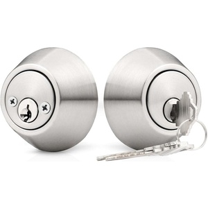 image:imageProbrico Keyed Alike Double Cylinder Deadbolt 2 Side Both Keyed Round Modern Contemporary Deadbolt Door Lock for Interior and Exterior Satin Nickel 2 PackBrushed Nickel