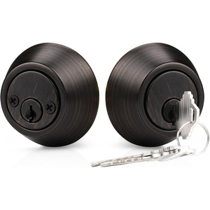 image:imageProbrico Keyed Alike Double Cylinder Deadbolt 2 Side Both Keyed Round Modern Contemporary Deadbolt Door Lock for Interior and Exterior Satin Nickel 2 PackOil Rubbed Bronze