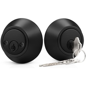 image:imageProbrico Keyed Alike Double Cylinder Deadbolt 2 Side Both Keyed Round Modern Contemporary Deadbolt Door Lock for Interior and Exterior Satin Nickel 2 PackBlack