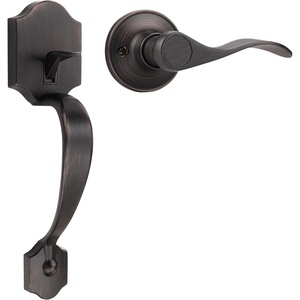 image:imageProbrico Oil Rubbed Bronze Front Door Handle Entry Door Handleset Exterior Door Handle with Wave Lever Keyless Door Handles Entrance Door Handle with Reversible Handed Lever1PackOil Rubbed Bronze