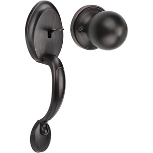 image:imageProbrico Oil Rubbed Bronze Front Door Handle SetAntique Exterior Door Handle with Interior Door KnobEntry Handleset with No Lock1PackOil Rubbed Bronze