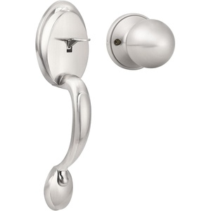 image:imageProbrico Oil Rubbed Bronze Front Door Handle SetAntique Exterior Door Handle with Interior Door KnobEntry Handleset with No Lock1PackSatin Nickel