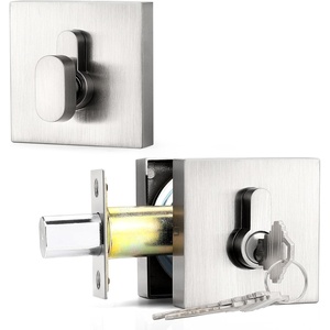 image:imageProbrico Satin Nickel Single Cylinder DeadboltKeyed One Side Deadbolt LockResidential Security Square Door Lock for Interior and Exterior2PackSatin Nickel