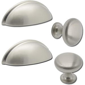image:imageProbrioco 12 Pack 3 Drawer Pulls Satin Nickel Cabinet Cup Pulls amp 15 Pack 1316 inch Nickel Kitchen Cabinet Knobs Round Kitchen Drawer Dresser Handles Kithchen Cabinets Pulls and Knobs for Bedroom