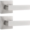 image:imageProbrico 2 Pack Half Dummy Levers in Satin Nickel NonTurning Function Door Handles SetSquare Bar Modern StyleSingle DummyUniversal HandingHeavy DutyBrushed Nickel