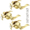 image:imageProbrico 2 Pack Wave Style Keyed Alike Entry Levers Exterior Interior Satin Nickel Keyed Door Handles with Lock and Same Keys Reversible for Right Left Handed DoorsPolished Brass
