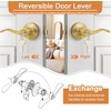 image:imageProbrico 2 Pack Wave Style Keyed Alike Entry Levers Exterior Interior Satin Nickel Keyed Door Handles with Lock and Same Keys Reversible for Right Left Handed DoorsGold