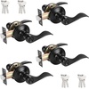 image:imageProbrico 2 Pack Wave Style Keyed Alike Entry Levers Exterior Interior Satin Nickel Keyed Door Handles with Lock and Same Keys Reversible for Right Left Handed DoorsBlack