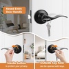 image:imageProbrico 2 Pack Wave Style Keyed Alike Entry Levers Exterior Interior Satin Nickel Keyed Door Handles with Lock and Same Keys Reversible for Right Left Handed DoorsBlack