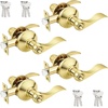 image:imageProbrico 2 Pack Wave Style Keyed Alike Entry Levers Exterior Interior Satin Nickel Keyed Door Handles with Lock and Same Keys Reversible for Right Left Handed DoorsPolished Brass
