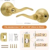 image:imageProbrico 2 Pack Wave Style Keyed Alike Entry Levers Exterior Interior Satin Nickel Keyed Door Handles with Lock and Same Keys Reversible for Right Left Handed DoorsGold