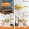 image:imageProbrico 2 Pack Wave Style Keyed Alike Entry Levers Exterior Interior Satin Nickel Keyed Door Handles with Lock and Same Keys Reversible for Right Left Handed DoorsGold