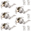 image:imageProbrico 2 Pack Wave Style Keyed Alike Entry Levers Exterior Interior Satin Nickel Keyed Door Handles with Lock and Same Keys Reversible for Right Left Handed DoorsSatin Nickel