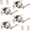 image:imageProbrico 2 Pack Wave Style Keyed Alike Entry Levers Exterior Interior Satin Nickel Keyed Door Handles with Lock and Same Keys Reversible for Right Left Handed DoorsSatin Nickel