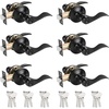 image:imageProbrico 2 Pack Wave Style Keyed Alike Entry Levers Exterior Interior Satin Nickel Keyed Door Handles with Lock and Same Keys Reversible for Right Left Handed DoorsBlack